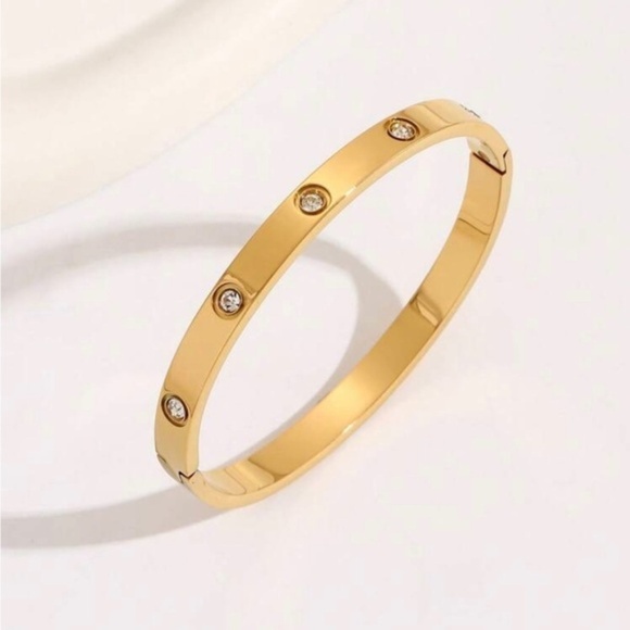 Jewelry - Gold Plated Stainless Steel Rhinestone Bracelet